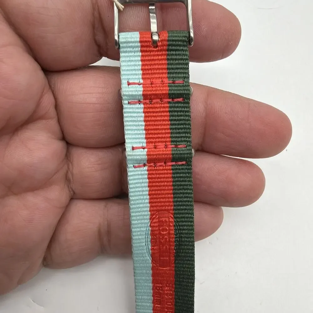Fossil 18mm lug unisex weaved nylon watch band green orange turquoise S181086